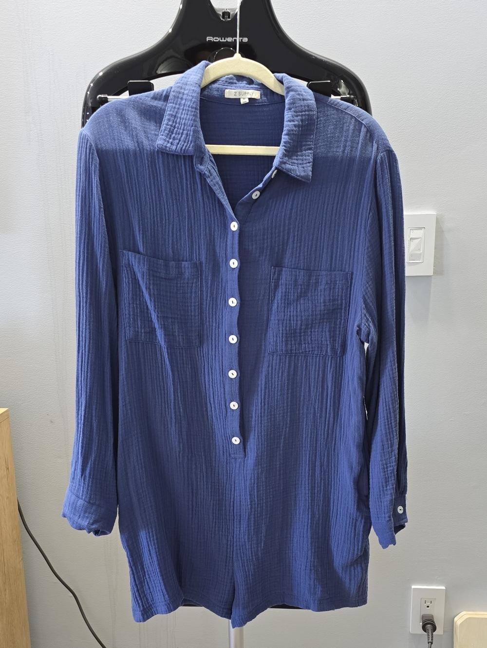 Z Supply Navy Gauze Button-Front Tunic